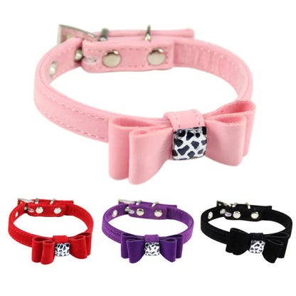 Conjunto Laço de Veludo Coleira + Guia