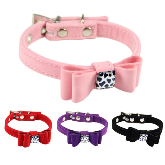 Conjunto Laço de Veludo Coleira + Guia